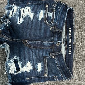 Jean shorts.  Never worn.  American Eagle.  Dark blue Jean.